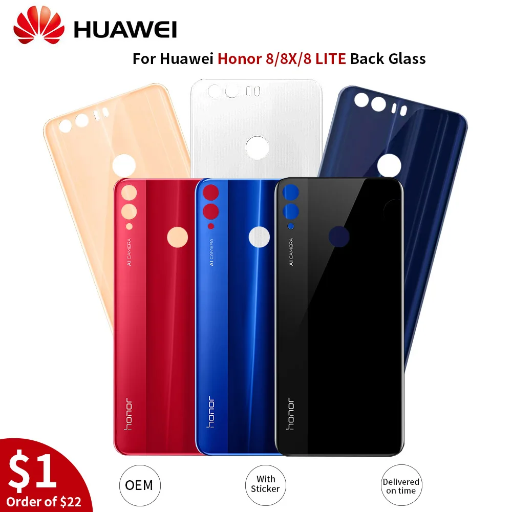 Для Honor8 Задняя стеклянная батарея Корпус Крышка Замена для huawei Honor 8x Honor 8 Lite задняя дверь задний Чехол+ наклейка