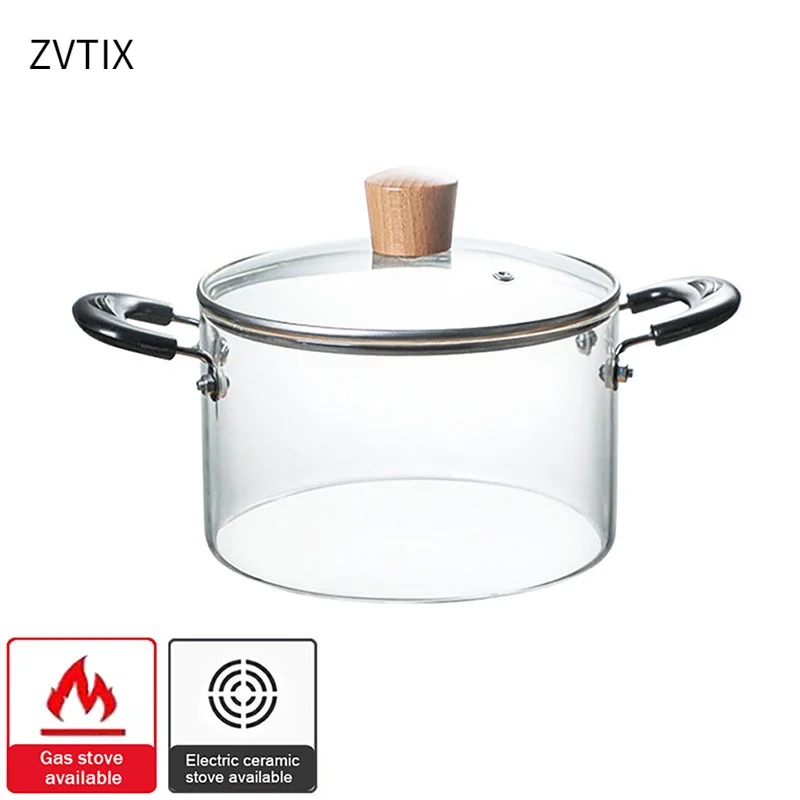 

TransparentGlass Soup Cute Cooking Pot Heat Resistant Soup Pot Vegetable Salad Noodles Explosion Proof Kitchenware Non Stick Pan