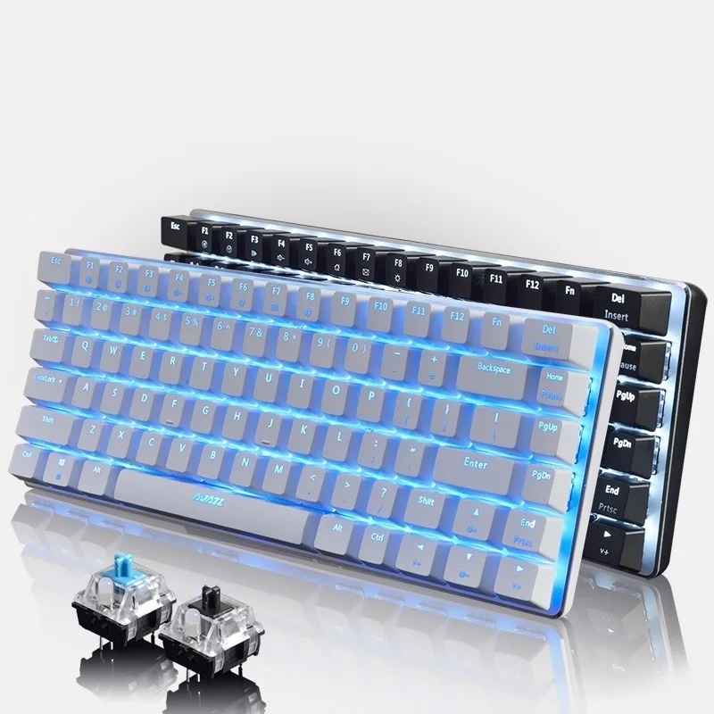 

Ajazz AK33 Gaming Keyboard Keyboard 82 Keys Anti-Gosting Mechanical Gaming Blue/Black Switch Gamer PC Laptop Backlit Keyboard