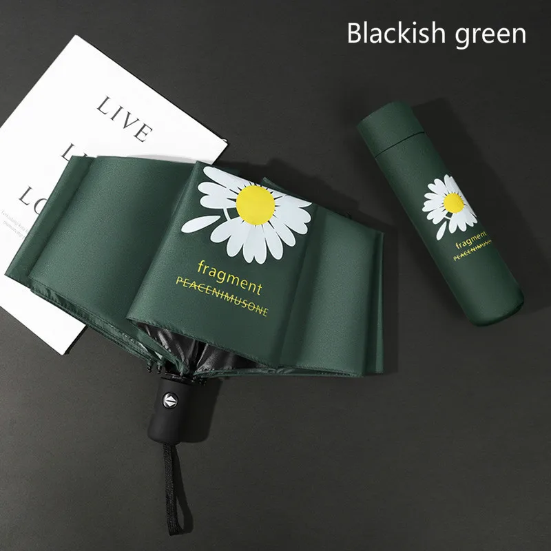 Автоматический складной зонт Маргаритка 3 с черным покрытием и защитой от