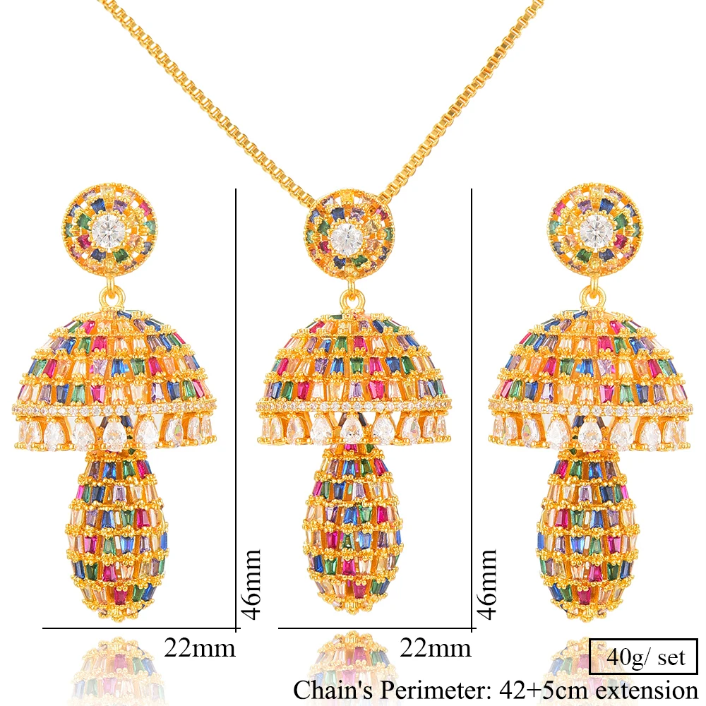 

SISCATHY 2PCS Charms Luxury Pendant Earrings Necklace Jewelry Sets Fashion Luxury Dubai Bridal Wedding Super CZ Design Jewelry