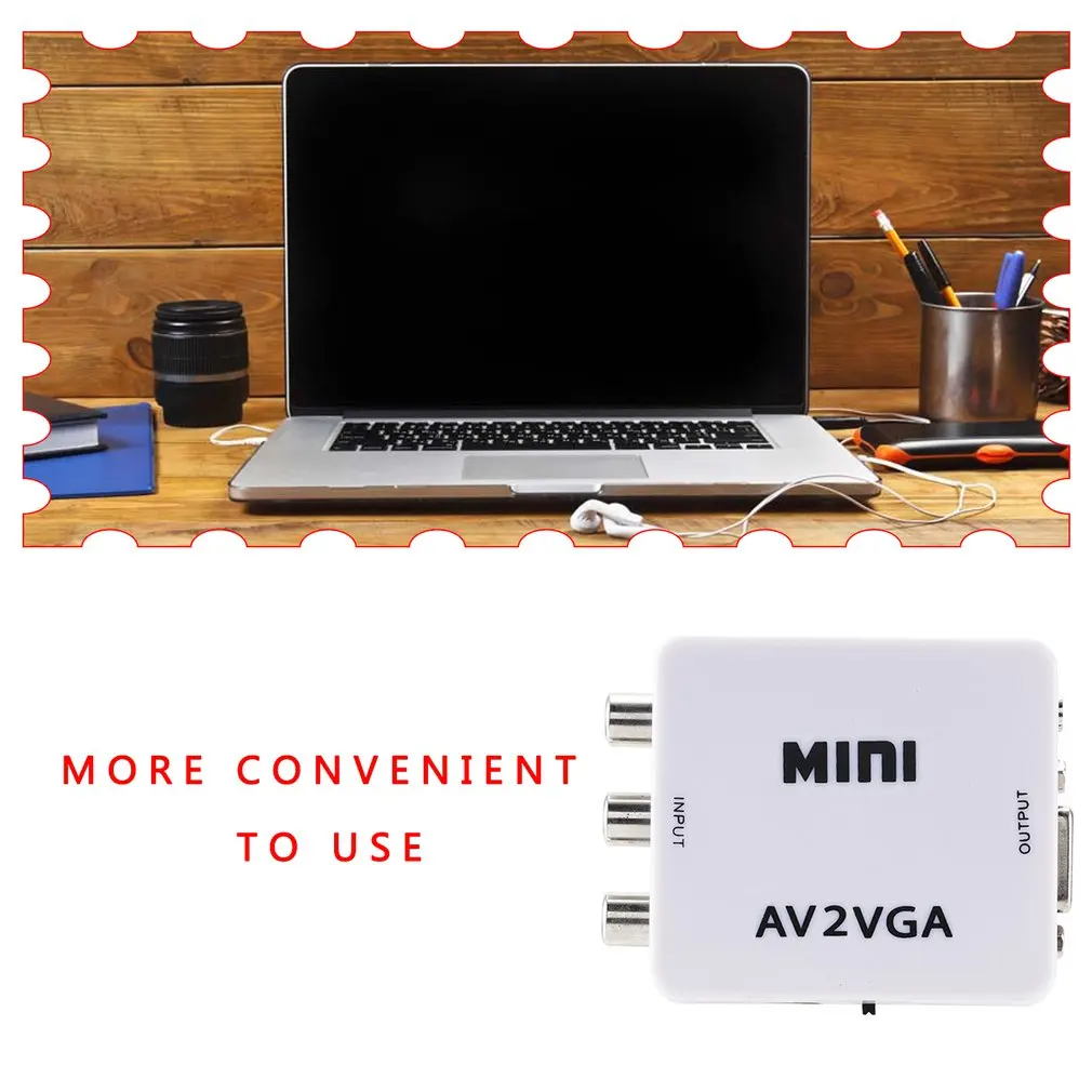 

Mini HD AV2VGA Video Converter Convertor with 3.5mm Audio AV VGA Converter Conversor For PC to TV HD Computer to TV