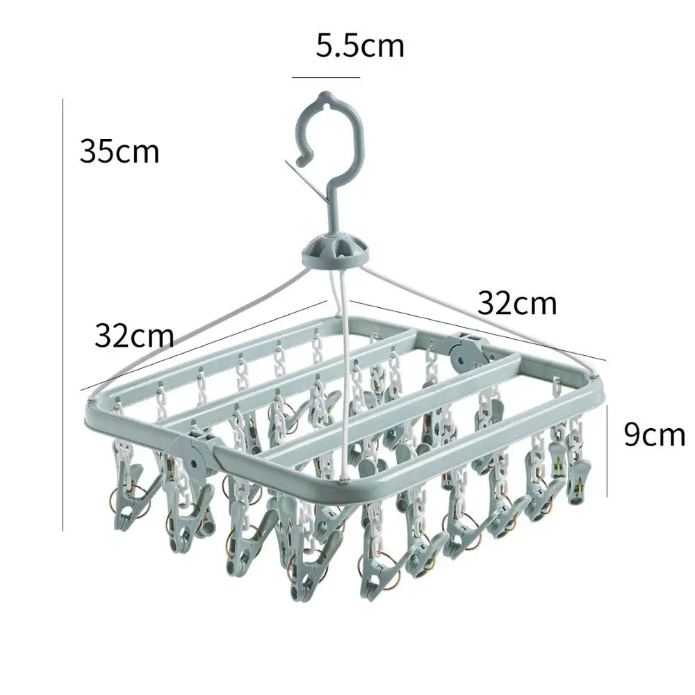 32 Pins Складная сушилка для одежды ветрозащитная вешалка носков нижнего белья