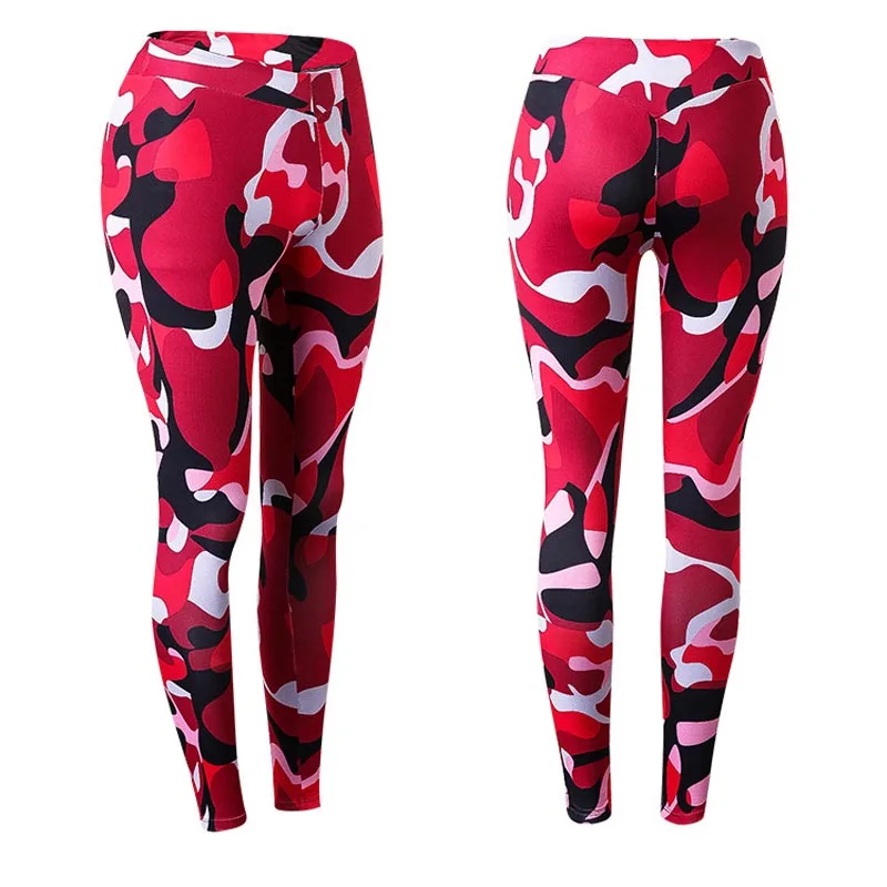 Женские камуфляжные леггинсы удобные спортивные штаны эластичные тренировочные