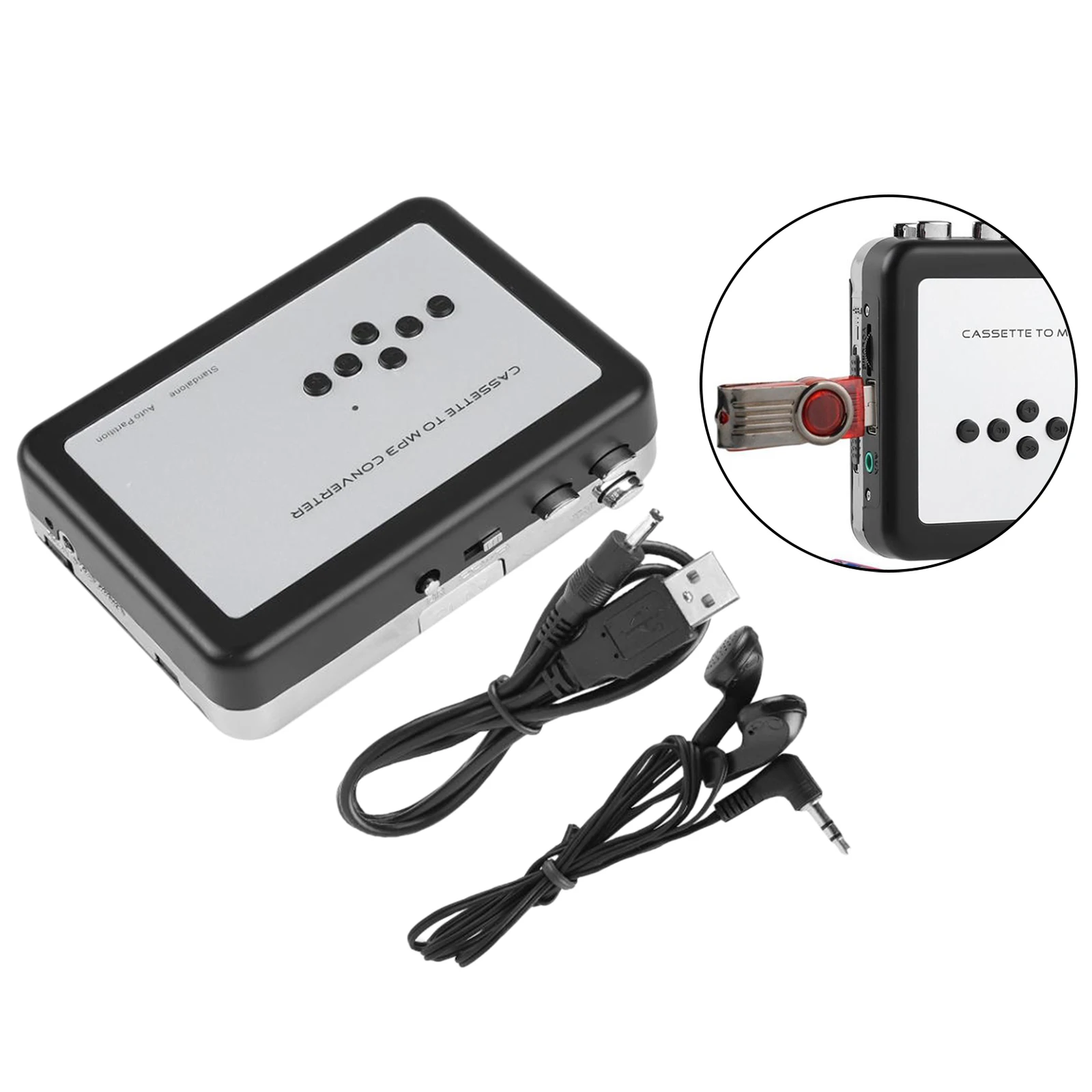

USB-ленточный преобразователь 2-в-1, стерео аудио с USB-кабелем, лента из ПК в U-диск, флеш-накопитель, не требует компьютера