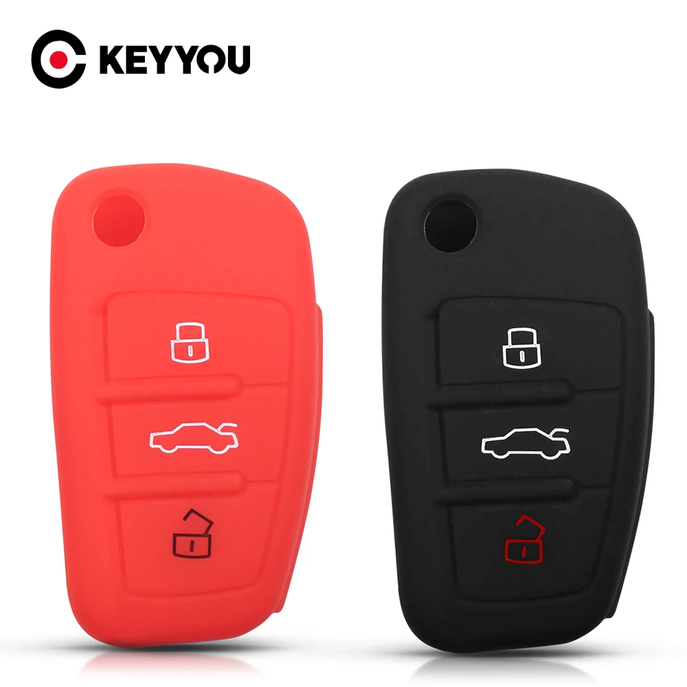

KEYYOU для Audi A3 A4 A5 A6 Q3 Q5 C5 C6 B6 B7 B8 TT 80 S6 протектор Авто Ключ Крышка Аксессуары Силиконовый чехол для ключей от машины с откидной крышкой
