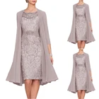 Женское шифоновое платье с круглым вырезом и кружевом