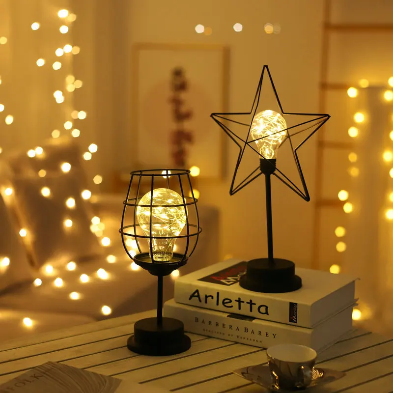 

Winebottle Led Table Lamp Art Minimalist Hollow Copper Wire Night Light Hotel Home Decoration Reading Lamp Desk Lamp
