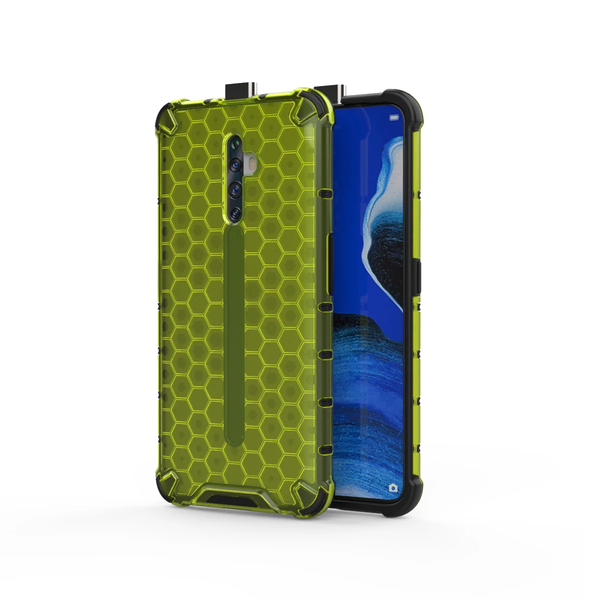 Hybrid TPU + PC Armor Case for OPPO Realme 5 Pro Q F11 F9 Honeycomb Pattern Clear Shockproof RENO 2 2Z ACE |