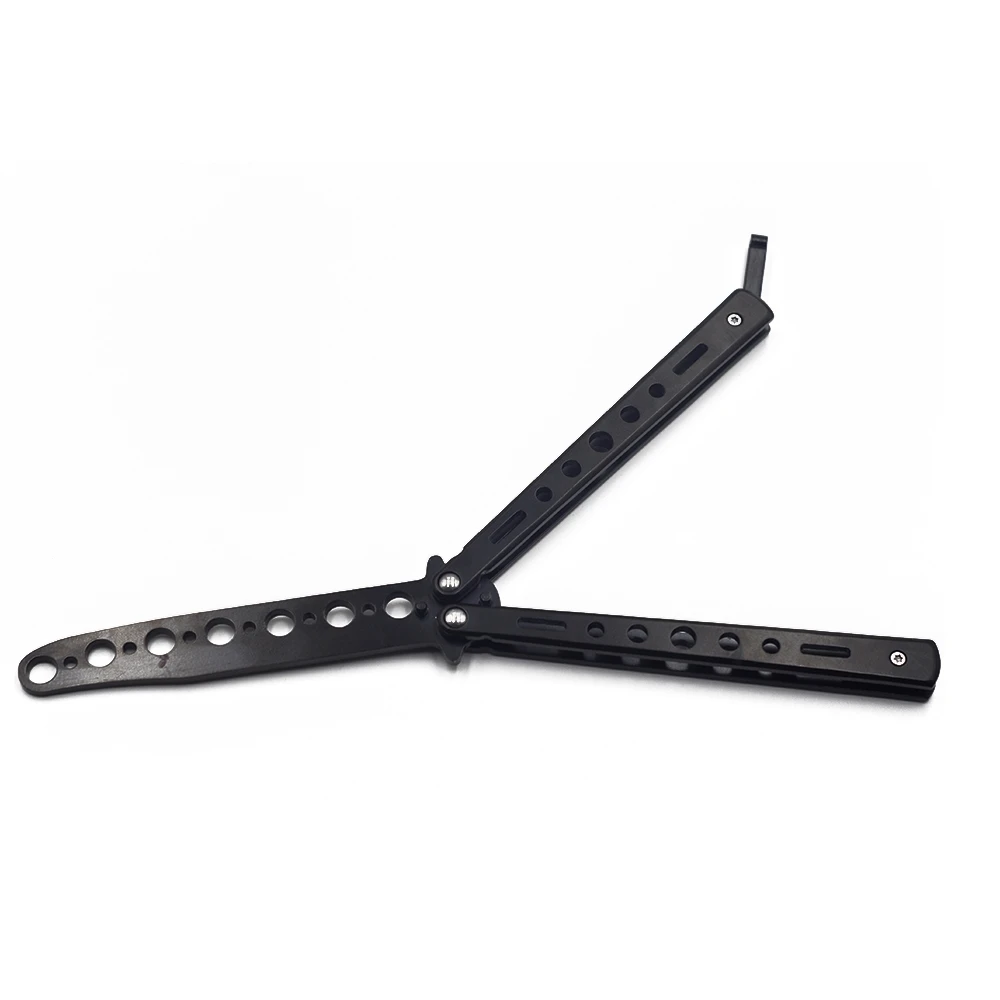 Складной нож-бабочка инструмент для тренировок балисонг черный не заточенный |