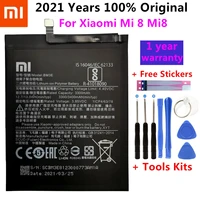 xiao mi original phone battery bm3e for xiaomi mi 8 mi8 m8 real 3400mah high quality replacement battery free toolsstickers