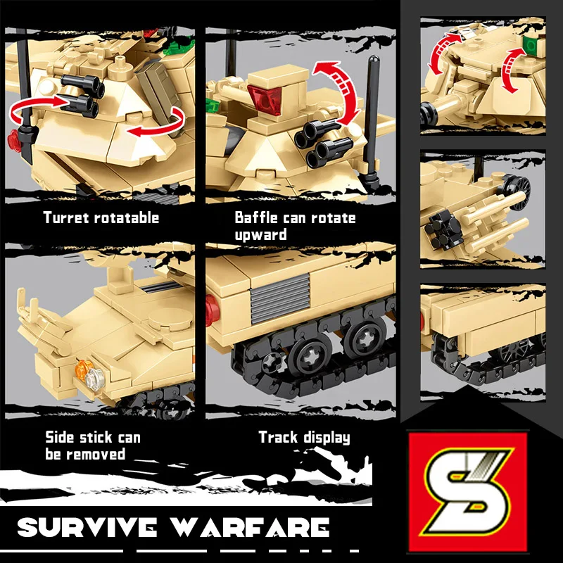 Конструктор SY Block Военный танк модель WW2 солдат РОССИИ СОВЕТСКИЙ SU 76M армия