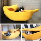 Забавный домик-кровать для кошки-банана, милый уютный коврик для кошки, кровать, теплая прочная переносная корзина для домашних животных, собачья Подушка, товары для кошек, разноцветные