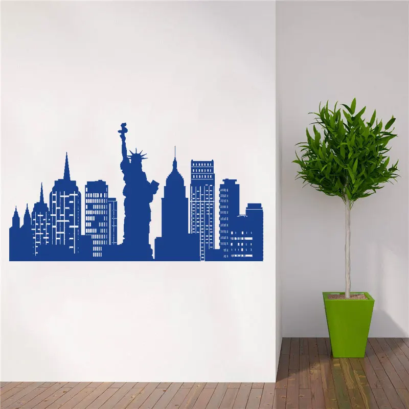 

USA New York City Wall Decals Statue of Liberty United States Wall Stickers Nontoxic PVC Wallpaper Artistic Design Mura DW12596