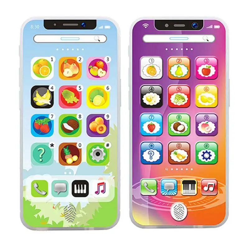 

1PCS English Music Simulation Learning Light Toy Mobile Phone Story Machine Early Education Toy Mobile Phone With USB Cable