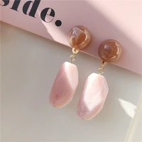 pink acrylic resin long earrings retro fashion girls lovely and sweet stud earrings women jewelry gift accessories