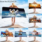 Сумасшедшая пляжное полотенце с рисунком лошади инновационная печать Солнцезащитная шаль Впитывающее быстросохнущее банное полотенце для плавания Toalla из микрофибры