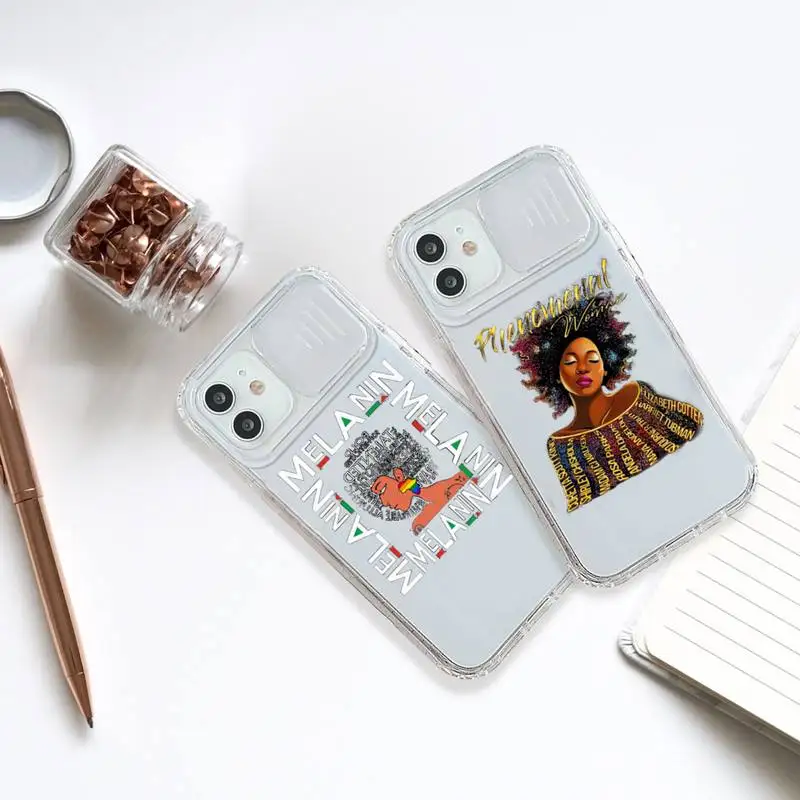 

bunz Melanin Poppin Aba Phone Case transparent For iPhone 7 8 11 12 X XS XR MINI Pro Max Plus Slide Camera Lens Protect