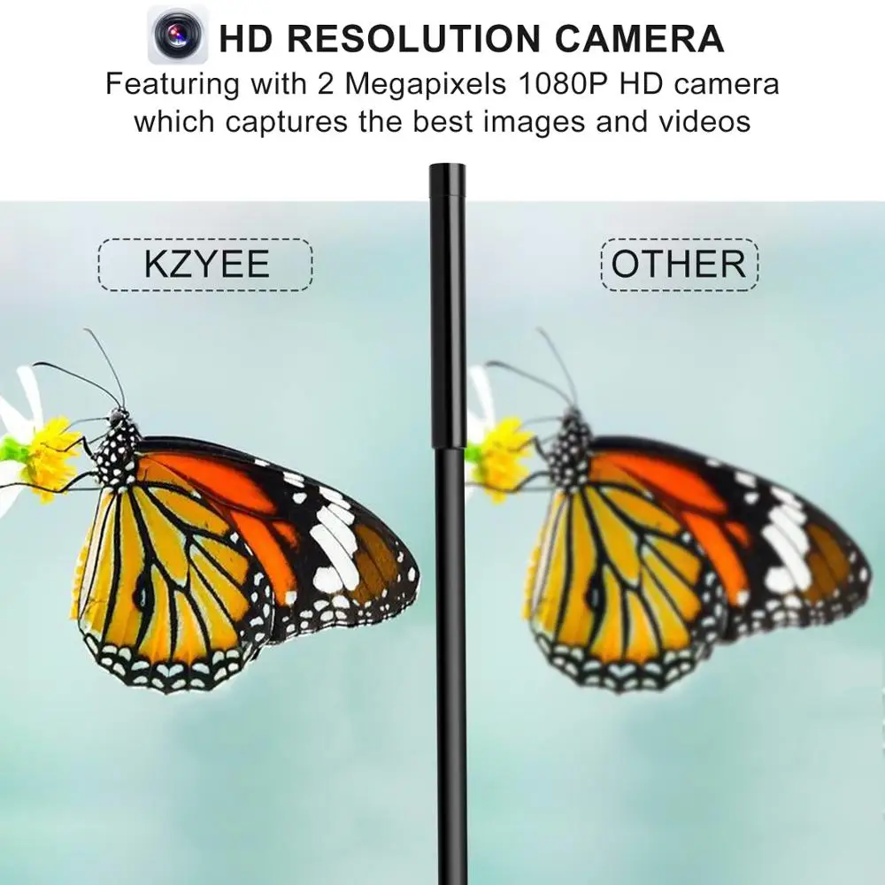 Беспроводной Эндоскоп KZYEE 10 м 1200P HD Wi Fi камера бороскоп для осмотра 2 0 мегапикселей