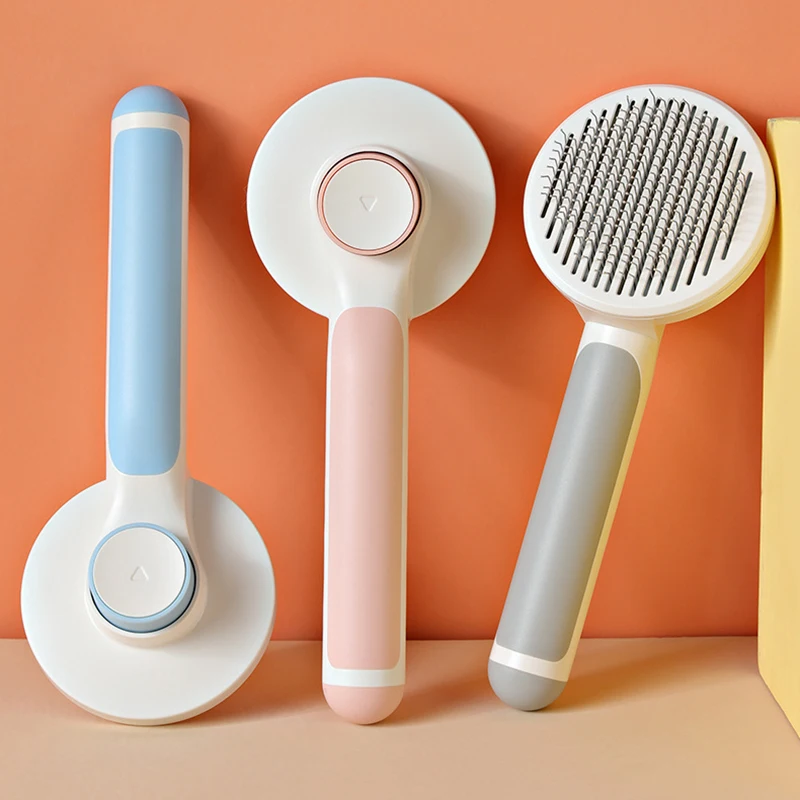 

Durable Dog Cat Comb Needle Hair Brush for Puppy Kitten Hair Remover Automatic Pets Beauty Grooming Tool Cleaning Supplies Blue