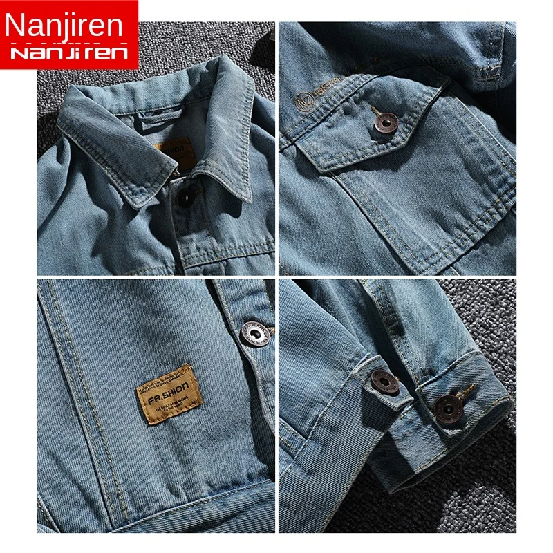 

Antarctica 2021 spring loose fitting denim jacket jacket men's top fashion brand tooling Korean fashion men's clothing
