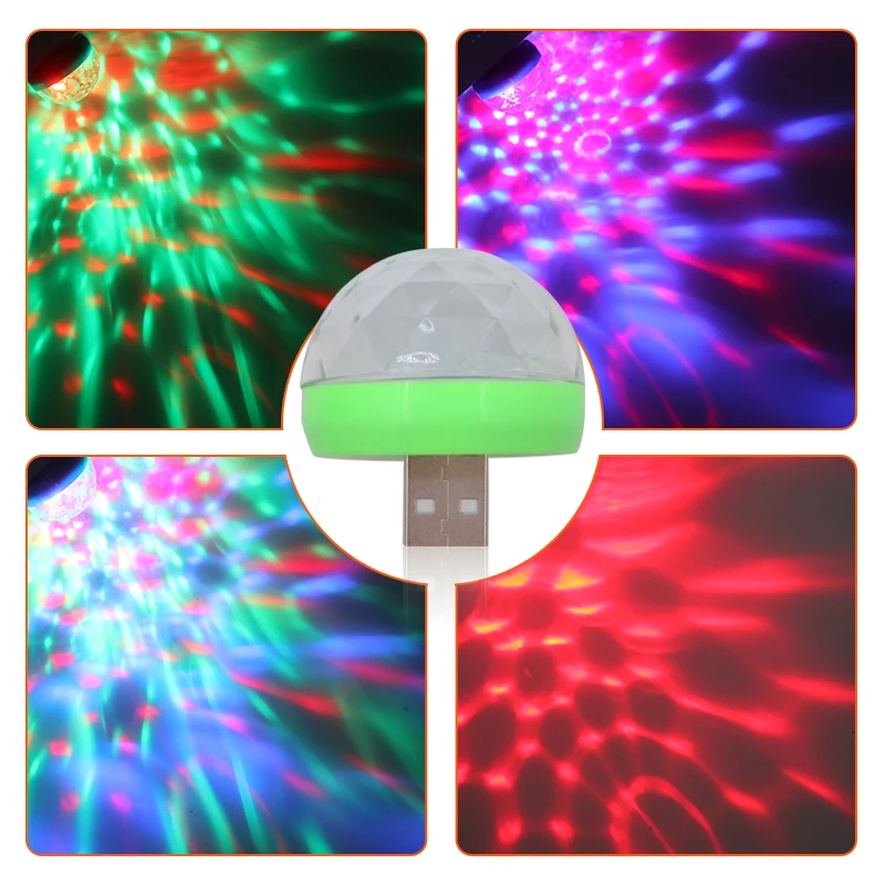 Автомобильный светодиодный декоративный светильник мини RGB атмосферный авто