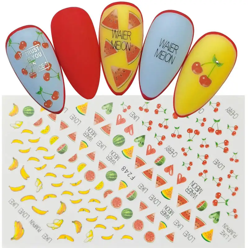 

1 Sheet 3D Nail Art Slider Wraps Flamingo Flower Cactus Fruit Adhesive Sticker Manicure Decoration Nails Accessories