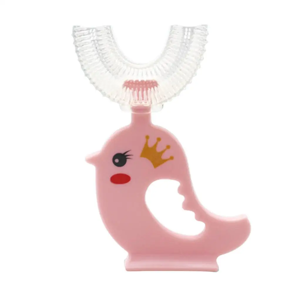 

Скругленная детская зубная щетка, безопасная мягкая детская зубная щетка U-образной формы, 360, чистка зубов полости рта, инновационная ручна...