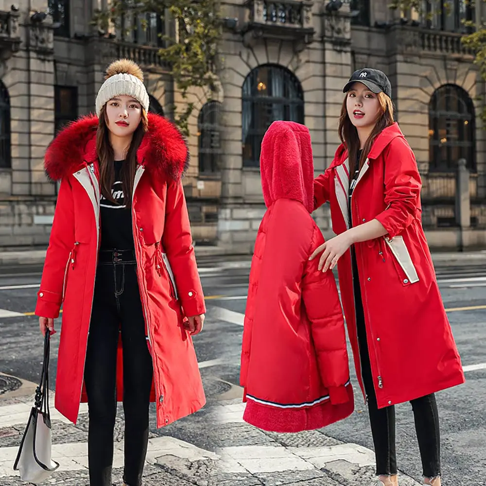 PinkyIsBlack 2021 New Winter Jacket Women Coat Removable Long Fashion Hooded Warm Parka Female Thick Fur Liner Winter Coat Women