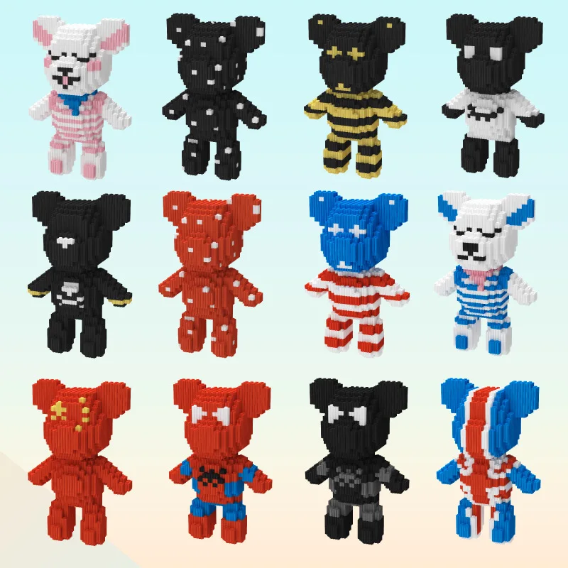 19 см в высоту высокие босоножки с милым медведем кирпич мультфильм собрать 870 шт. +