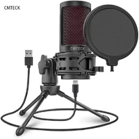 USB Microphone  Condenser Gaming Desktop Mic for Laptop  with Mute Button  Anti-Vibration Shock Mount  Pop Filter