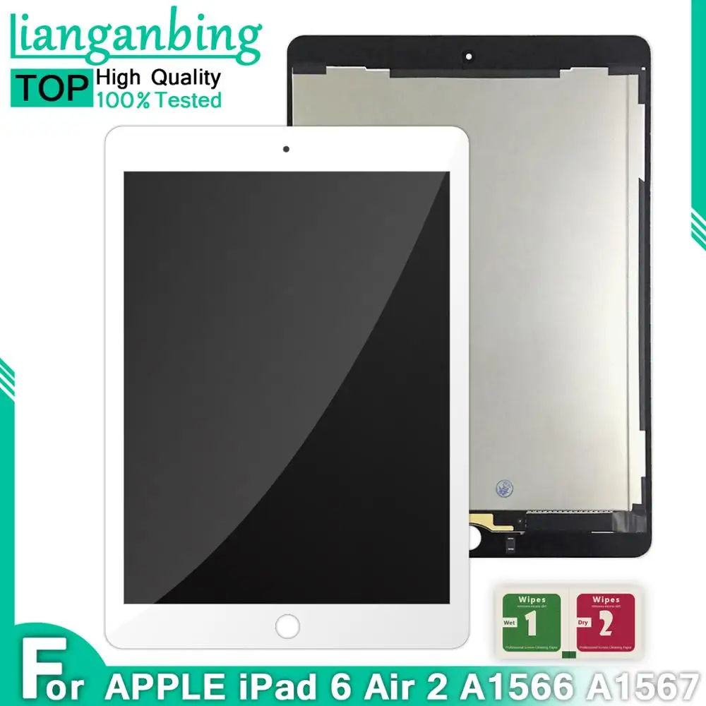 9," ЖК-дисплей для Apple ipad Air 2 ipad 6 A1567 A1566 Полный ЖК-дисплей с сенсорным экраном дигитайзер панель в сборе+ клей