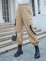 2022 spring fall womens fashion casual solid color sweatpants lady loose high waist cargo pants female harem trouser streetwear