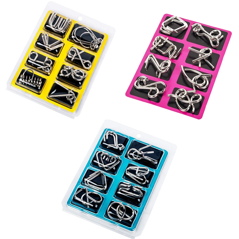 

8Pcs/Set Metal Montessori Puzzle Wire IQ Mind Brain Teaser Puzzles Children Adults Interactive Game Reliever Educational Toys