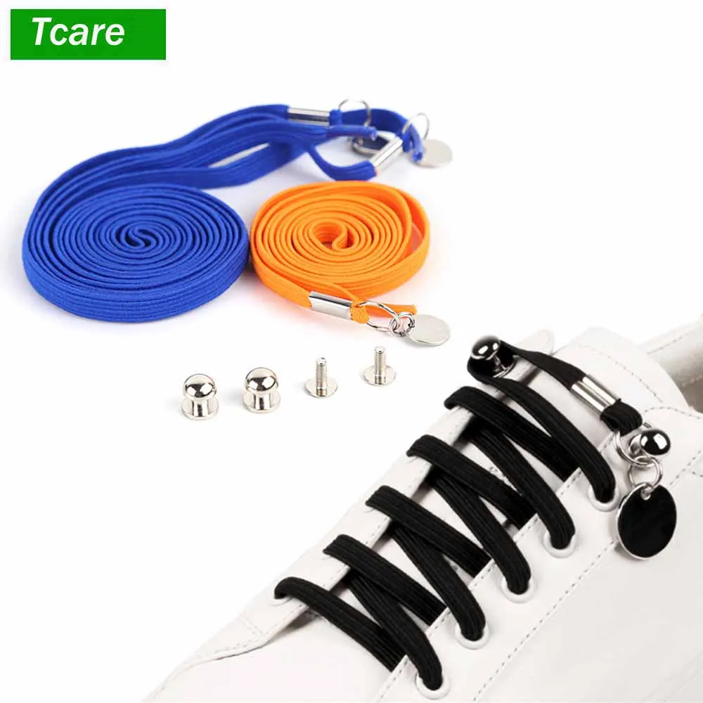 

Tcare 1Pair Health Care No Tie Shoelaces Waterproof Flat Elastic Running Laces Shoe with Multicolor for Adults Elastic Shoe Lace