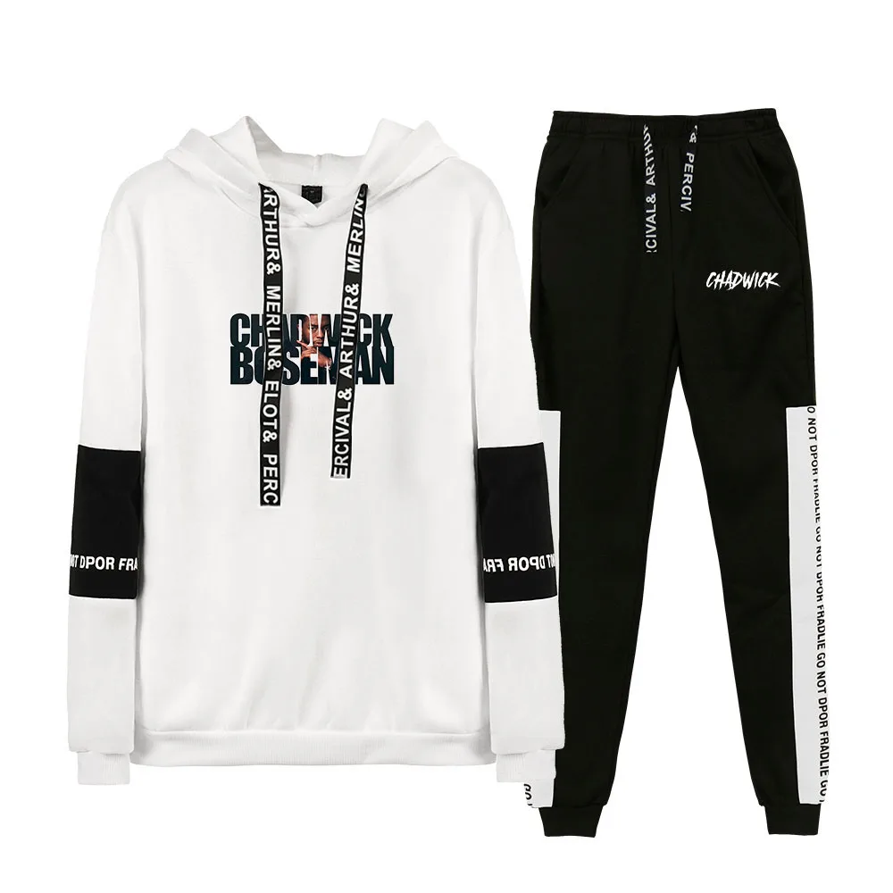 

New Chadwick Boseman Hoodies Sweatshirts and Sweatpants Chadwick Boseman Two Piece Set Hooded Suit Velvet Tracksuits Men/Women