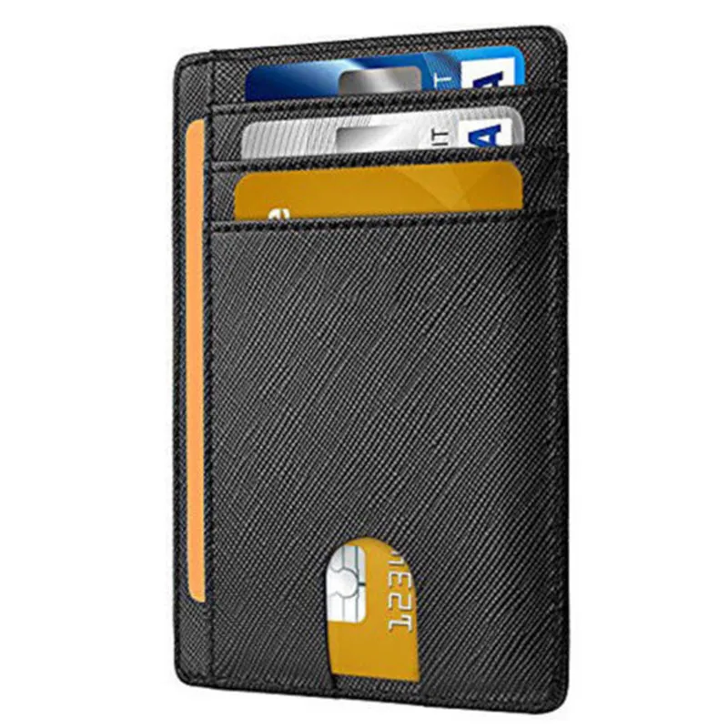 Новое поступление черные держатели для карт тонкие минималистичные кожаные