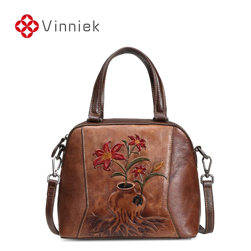 Новая кожаная Модная ретро сумка для женщин тисненые сумки на плечо с кисточками