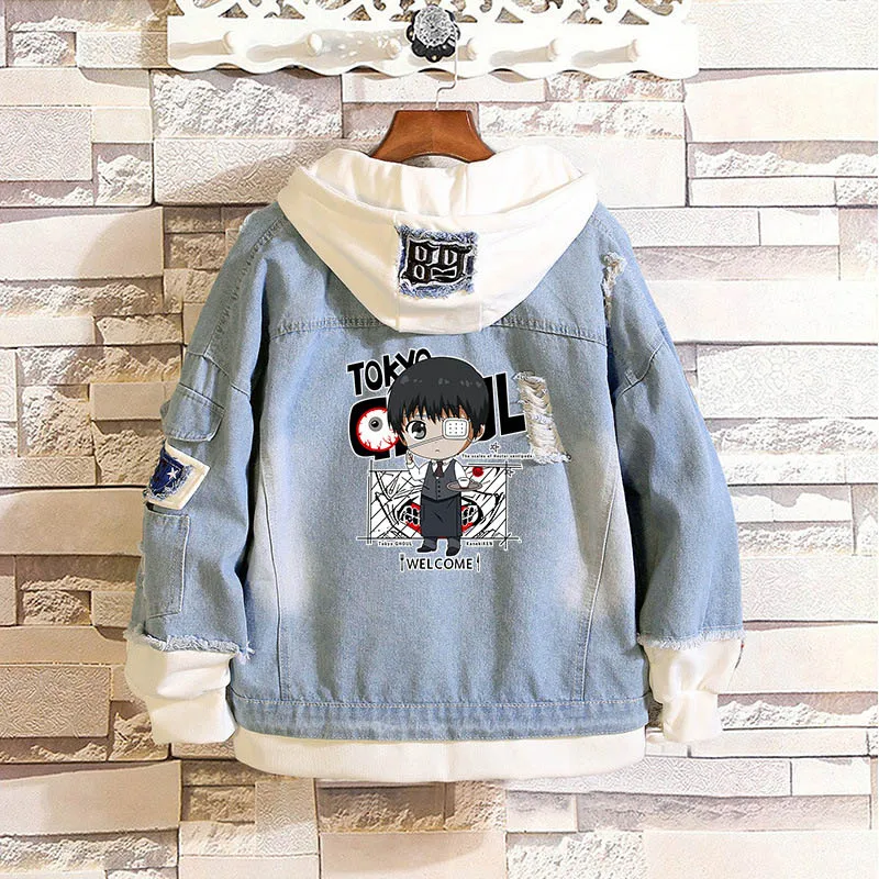 Аниме Токийский Гуль канеки Кен косплей костюмы джинсовые джинсы куртка Костюмы