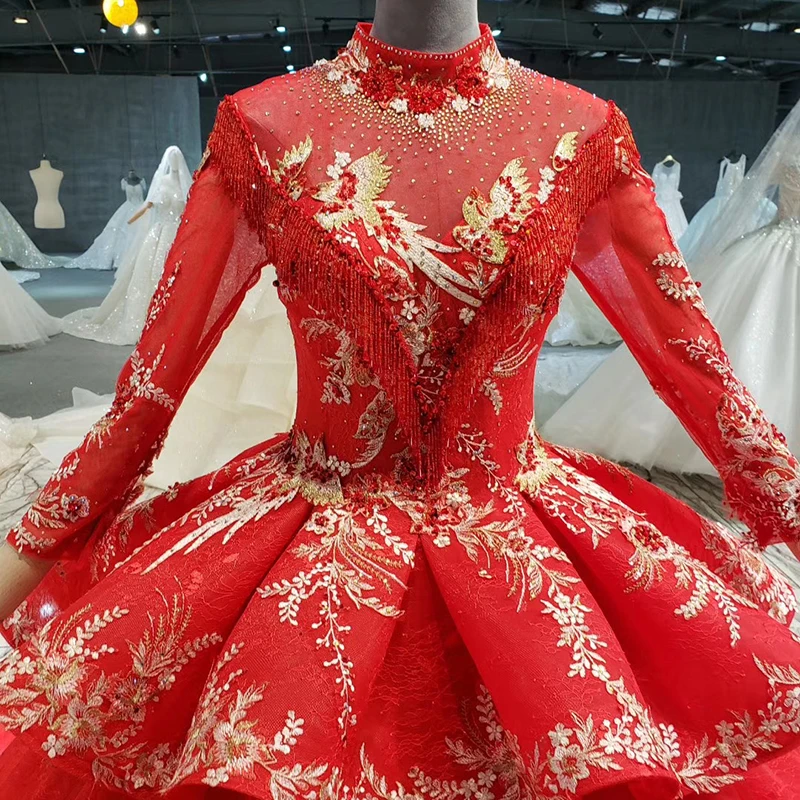 HTL1033 2020 Новое мусульманское бальное платье с длинными рукавами кружевное