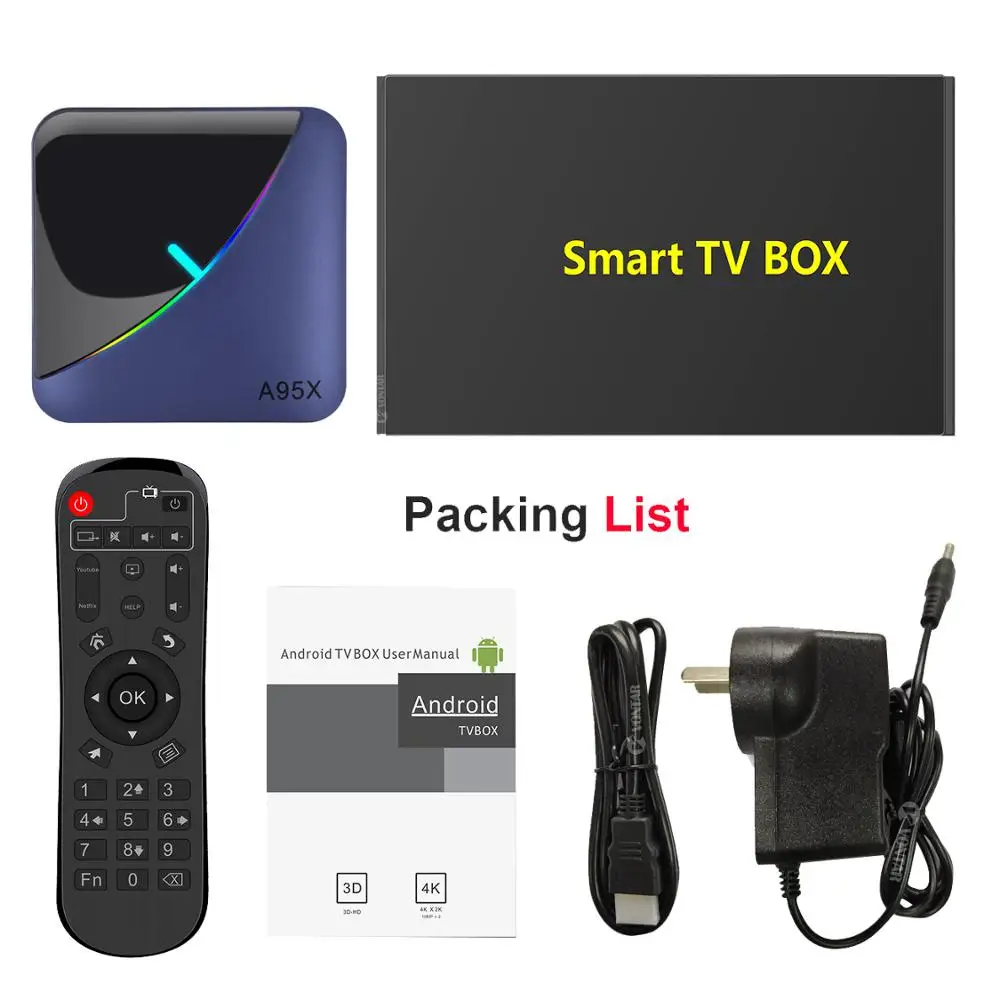 A95X F3 Android 9 0 ТВ Box RGB светодиодный светильник коробка 4 Гб 64 оперативной памяти 32