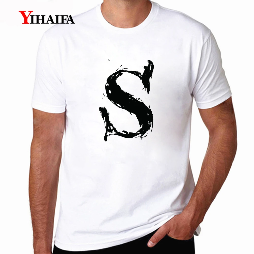 Повседневная модная мужская футболка с коротким рукавом буквенным принтом в