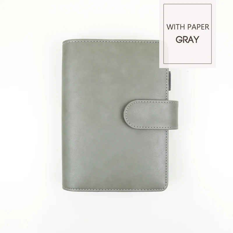 GRAY -WITH PAPER MyPretties спокойной Binder Тетрадь a5 a6 планировщик Журнал Повестка DIY ретро Организатор школьные канцелярские - Цвет: GRAY -WITH PAPER