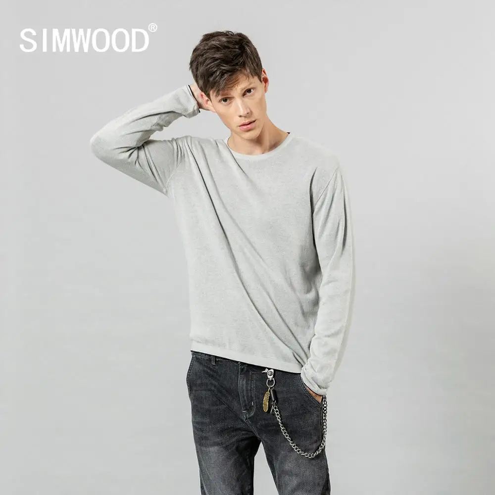 Мужской повседневный свитер SIMWOOD, лаконичный пуловер из хлопка, свитер из антистатического материала на сезон осень-зима, SI980583