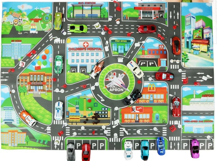 Привлекательная английская версия дорожных путей игровой коврик Автомобильная