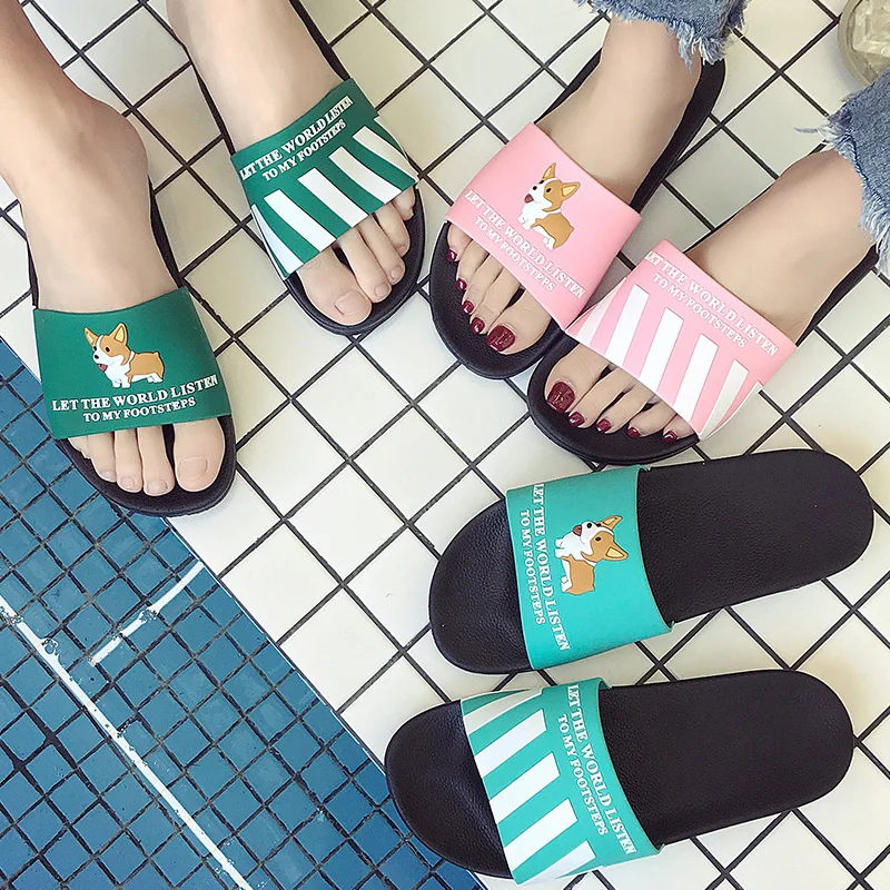 Летние женские шлепанцы с героями мультфильмов пляжные домашние тапочки