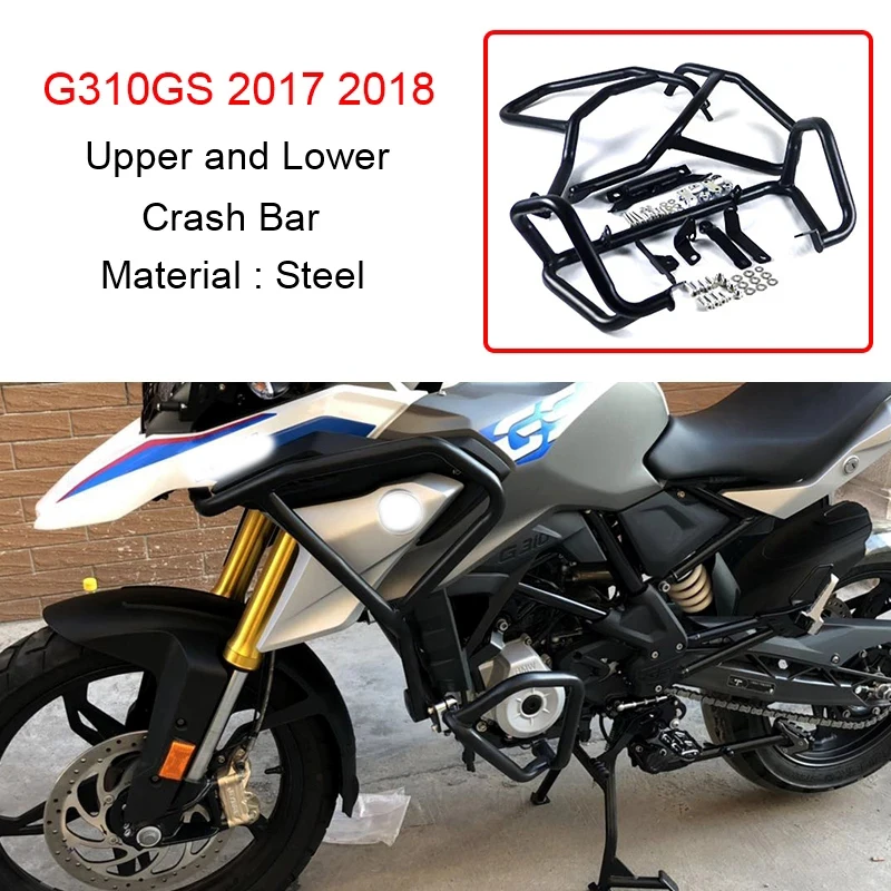 Upper & Lower Crash Bar Engine Guard Bumper Frame Protector for BMW G310GS G 310GS G310 GS 2017-2018