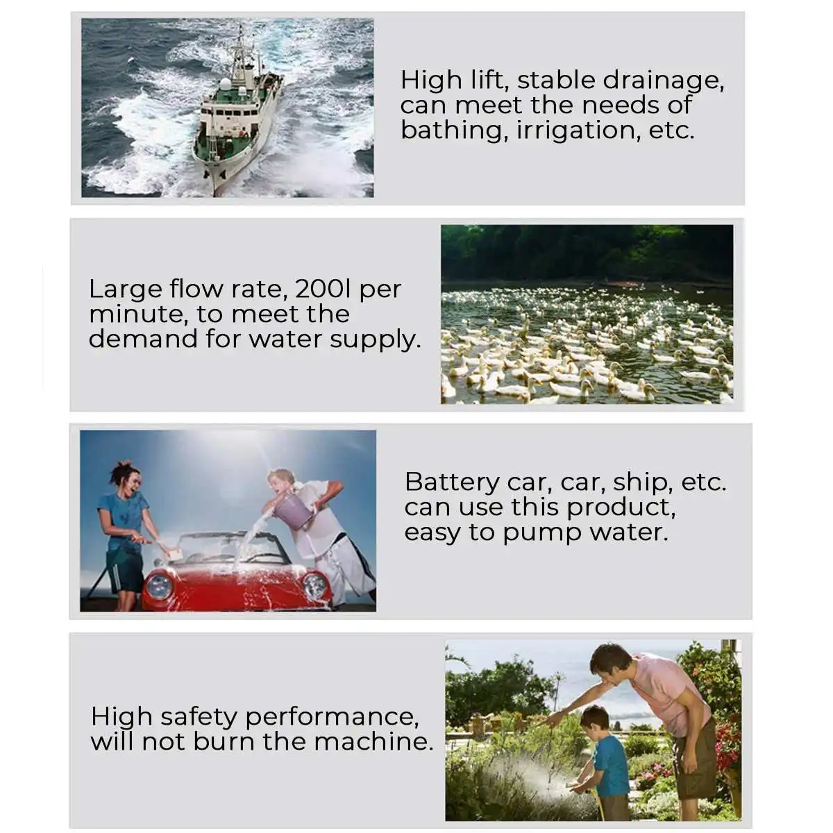 

12V/24V 50W DC 4500L/H 5m Solar Water Pump Brushless Motor Water Circulation Submersible Pump Irrigation Fountain Fish Pond