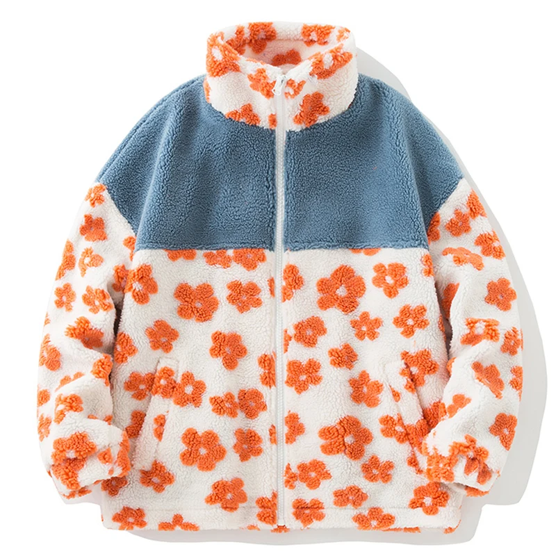 Куртка TEDSN в стиле оверсайз с маргаритками шерпа винтажная куртка на молнии