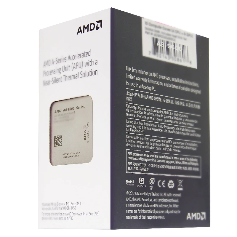 Процессор AMD APU A8 9600 процессор в штучной упаковке с радиатором четырехъядерный 3,1 ГГц 2 Мб разъем AM4 Кэш с Radeon R7 Настольный